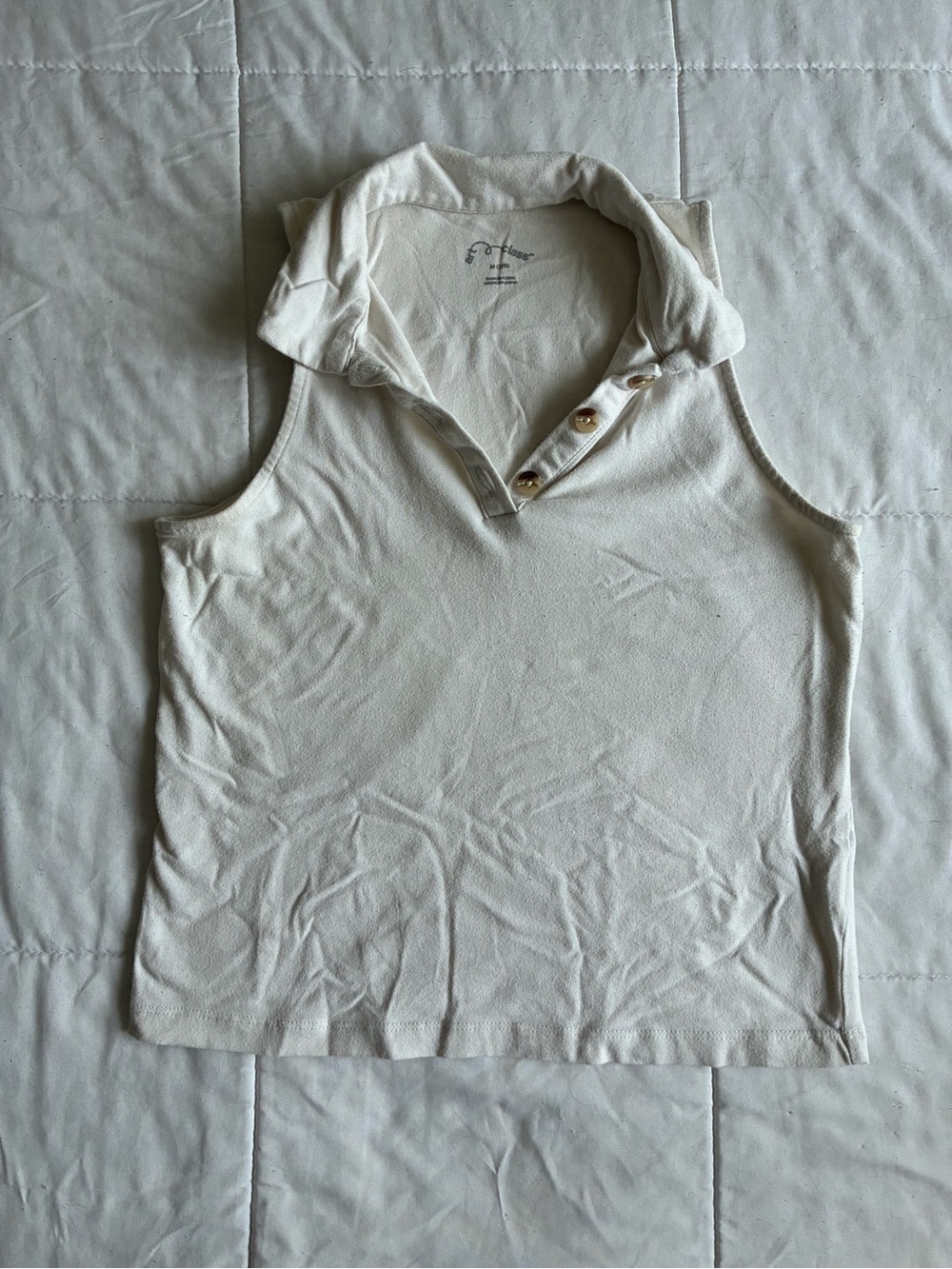 art class Ivory Button-Front Sleeveless Polo Tank